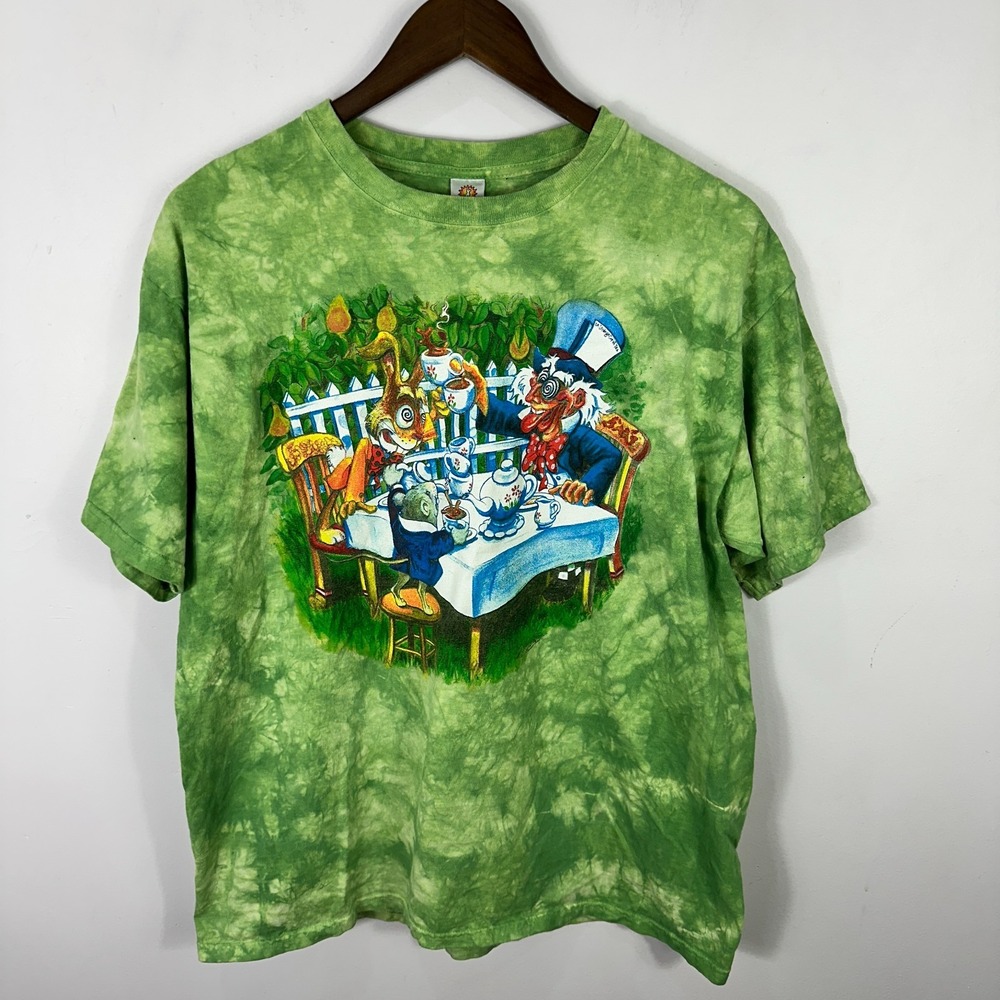 Sundog Hand Dyed Alice in Wonderland Graphic T‎ Shirt Large Psychedelic Trippy